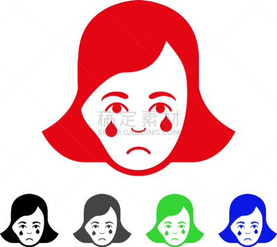 女人,悲哀,计算机图标,人的脸部,人,红色,绿色,黑色,性格,哭