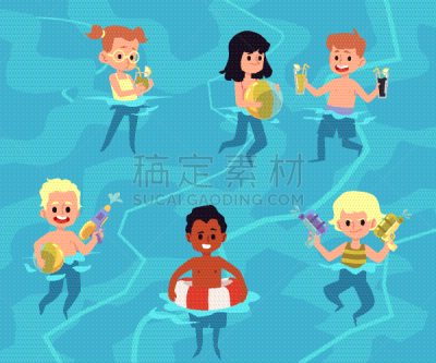 卡通,玩具,儿童,泳池派对,拿着,可爱的,休闲游戏,球,泳装,童年