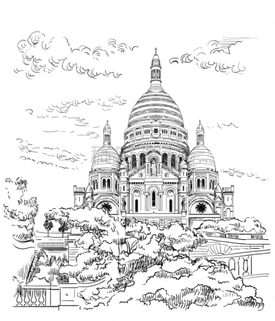 巴黎,动物手,绘画插图,数字9,国际著名景点,法国,著名景点,剪影