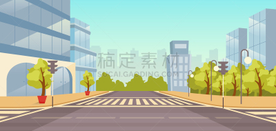 平坦的,背景,绘画插图,矢量,无人,路,公路,人行横道,公园,建筑外部