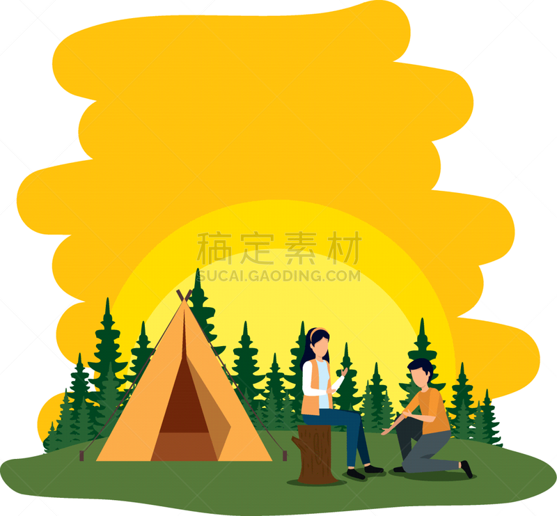 时区,青年伴侣,旅行者,男人,男孩,女人,女孩,地形,户外,露营