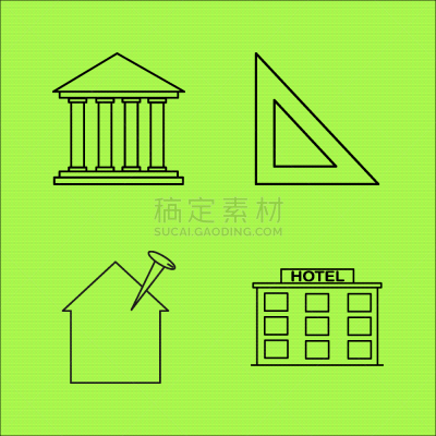 轮廓,直的,建筑业,建筑体,矢量,三角板,图像,标志,酒店,石洞壁画