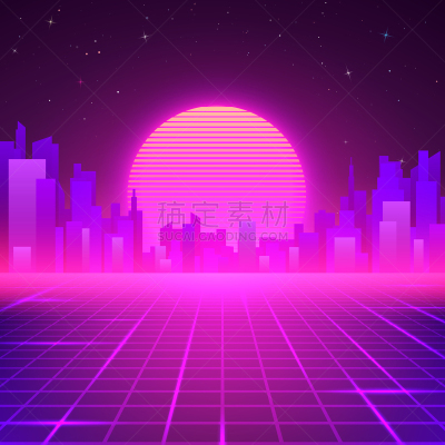 夜晚,未来,背景,绘画插图,矢量,城市,城市天际线,80年代风格,设计