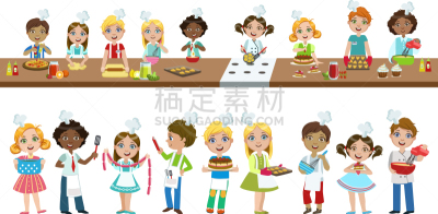 家政学,儿童,可爱的,配方,蛋糕,食品,小麦面团,围裙,烹调,相伴