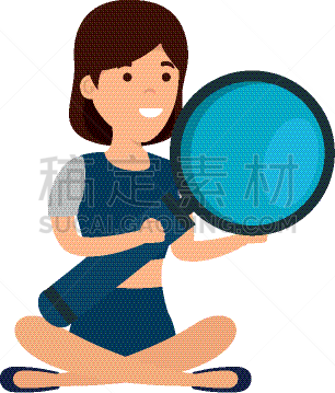 莲花坐式,放大镜,青年女人,可爱的,商务,专业人员,女人,自然美,坐