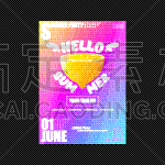 你好,夏天,垂直画幅,四柱床,沙滩派对,清新,传单,果汁,模板,品牌名称