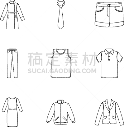轮廓,巨大的,时尚,计算机图标,衣服,材料,纺织品,美,收集,布置