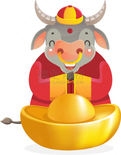母牛,可爱的,传统,贺卡,春节,中文,新年前夕,十二生肖,动物,节日