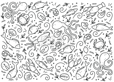 矢量,乱画,绘画插图,海产,化学元素周期表,动物手,高雅,配方,清新,背景分离