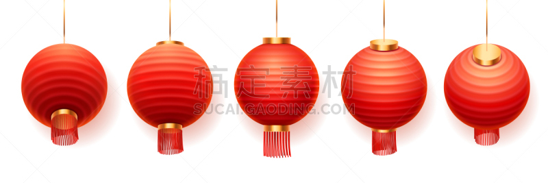春节,灯笼,中国灯笼,红色,穗,矢量,看风景,传统,照明设备,纸