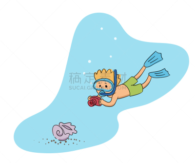 贝壳,水下,男孩,可爱的,休闲游戏,潜水镜,背景分离,面具,呼吸管,野生动物