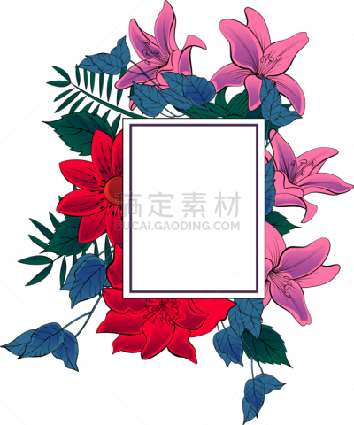 模板,多色的,边框,华丽的,请柬,浪漫,婚礼,自然美,花,问候