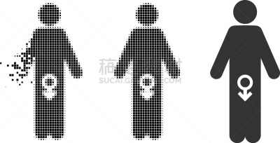 勃起功能障碍,计算机图标,像素化,男性,男人,迅速,无人迹,损坏的,点染,骨折