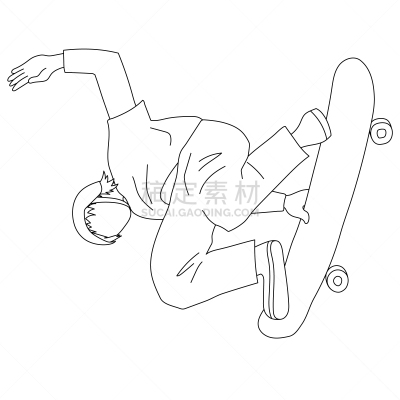 线条画,绘画插图,滑板,男人,魔术,车轮,运动,背景分离,极限运动,半管