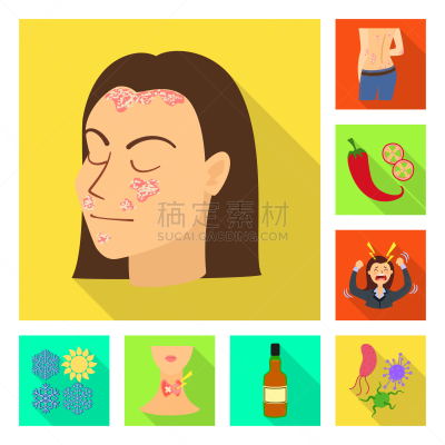 皮肤病学,分离着色,图标,人造物,健康保健,热,女人,瓶子,生病