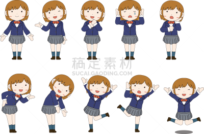 可爱的,棕色头发,女生,注视镜头,惊骇,一个人,引座员,女人,女高中生,面部表情