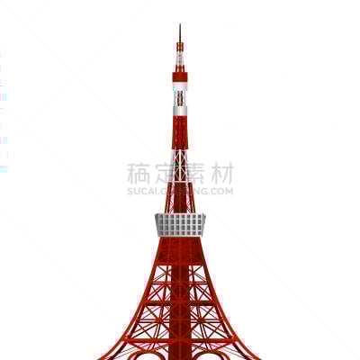 著名景点,绘画插图,日本,矢量,概念,东京塔,钢铁,夏天,三维图形,天空