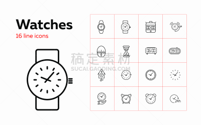 图标集,线条,数字化显示,商务,背景分离,测量工具,倒计时,迅速,设备用品,钟