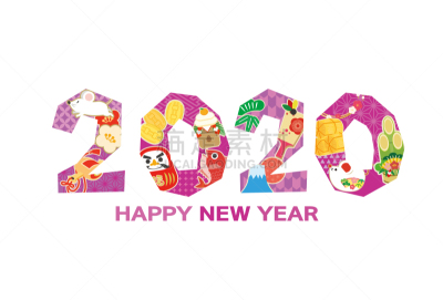 2020,贺卡,新年前夕,欧洲赤松,镜饼,梅子,槌棒,米表,富士山,松树