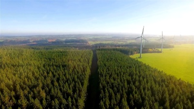 风车/风力发电技术-风力公园的无人机视图