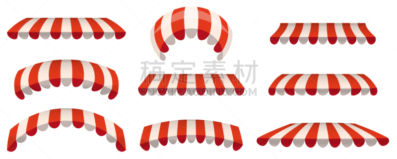 白色,红色,条纹,遮阳篷,天篷,凉棚,马奇,食品杂货,树荫,布置