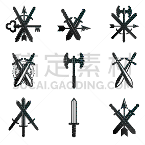 华丽的,外套,剑,斧,十字军东征,宏伟,复古,收集