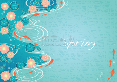 春节,荷花,金鱼,秋天,游泳池,矢量,传统节日,抽象,游泳,装饰