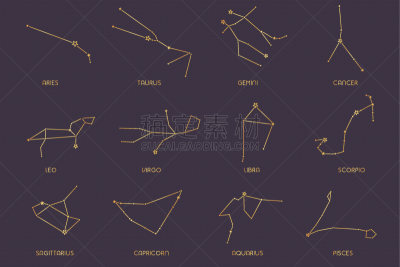 标志,星座,数字12,天秤座,双子座,水瓶座,背景分离,狮子座,狮子,巨蟹座
