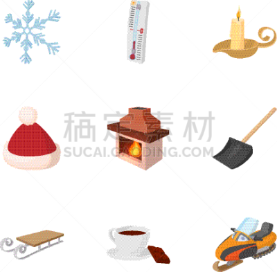 冬天,霜,时尚,计算机图标,漫画,分离着色,茶,蜡烛,数字9,外衣