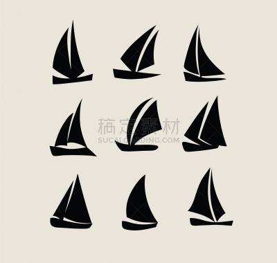 帆船,品牌名称,矢量,游艇,吉祥物,中世纪时代,抽象,航海,剪影