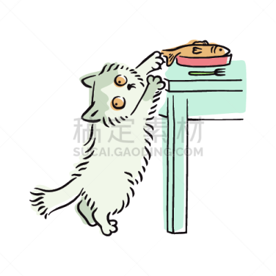 食品,草图,绘画插图,恶作剧,嬉戏的,猫,矢量,分离着色,偷盗