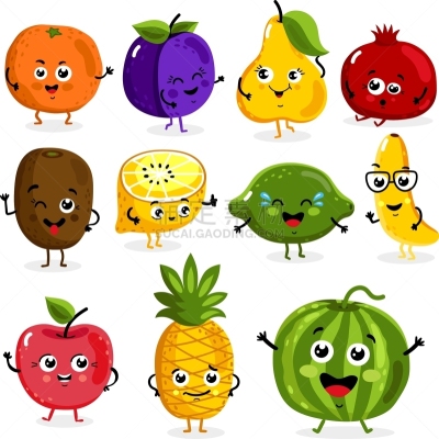 分离着色,性格,水果,乐趣,动画片,可爱的,精神振作,清新,食品,图像