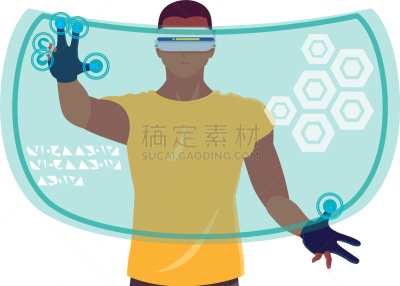 男人,技术,增强现实,男孩,人造的,电子人,图像,网络空间,现代,做