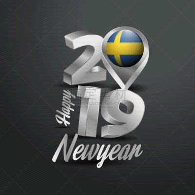 瑞典,2019,字体,新年前夕,银色,分离着色,白色,国内著名景点,白昼,问候