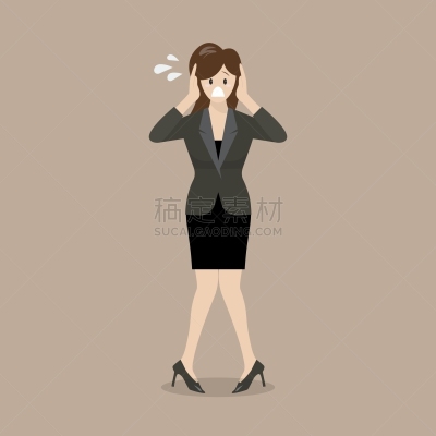 女商人,压力,责任,商务,大口袋,技能,损失,图像,诉苦,失败
