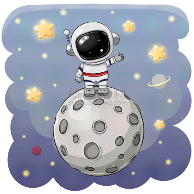 宇航员,太空,月亮,动画片,可爱的,旅途,太空船,太空服,技术,儿童