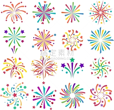 分离着色,焰火,图标,生日,白色,新年,愉悦,庆祝,设计