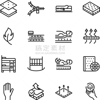 床垫,直的,柔和,纺织品,计算机图标,舒服,分离着色,轮廓,床,家具