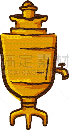 俄式茶壶,褐色,彩色图片,矢量,图像,高处,装饰水壶,小的,把手,运送