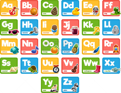 知识,字母,动物,绘画插图,可爱的,卡通,信函,植物群,公亩,矢量