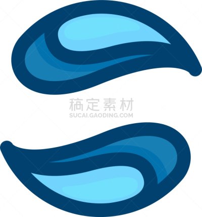eco flat circle logo formed twisted blue drops