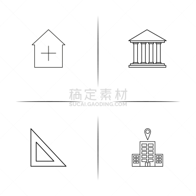 直的,建筑业,建筑体,图标,矢量,三角板,标志,酒店,石洞壁画,图像