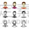 与摄影有关的场景,图标集,专业人员,分离着色,假发,衬衫,男人,肖像,设计,收集