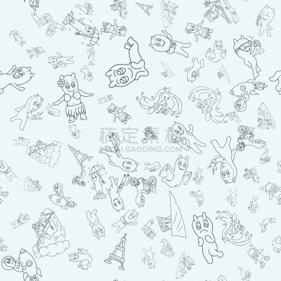 小的,乱画,四方连续纹样,轮廓线画,乐趣,轮廓,图像,海洋,赤壁,休闲