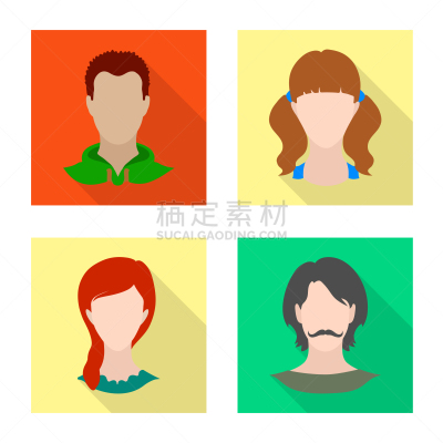 分离着色,计算机图标,头像,人造模特,人造物,专业人员,肖像,女人,头发,发型
