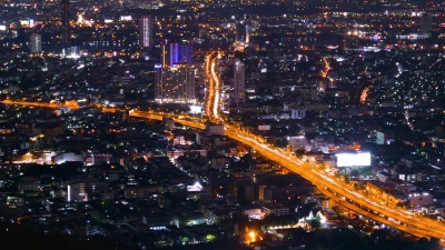 曼谷城市景观夜光的延时摄影