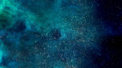 平静的蓝色星星和太空飞过。