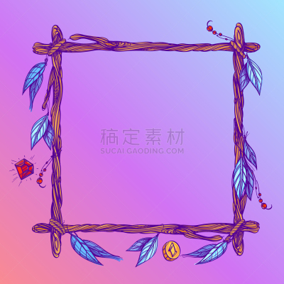 枝,边框,正方形,华丽的,绳子,柳条,梦符咒,做,装饰