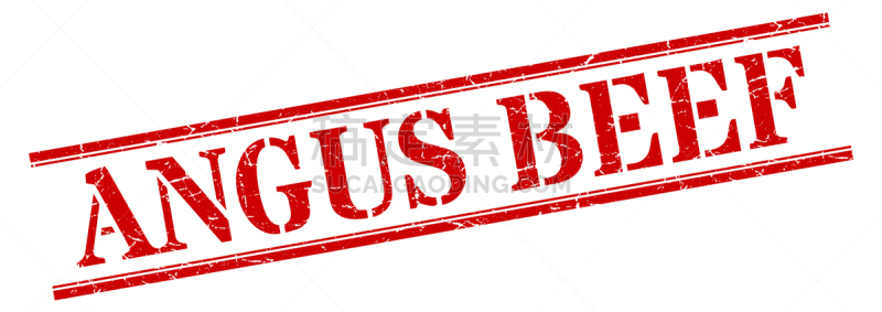 橡皮章,阿伯丁安格斯牛,标志,牛肉,正方形,分离着色,忠告,红色,条纹,白色背景