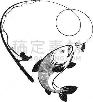 鱼肉,钓竿,杆,鲤鱼,河流,夏天,草图,业余爱好,休闲,剪影